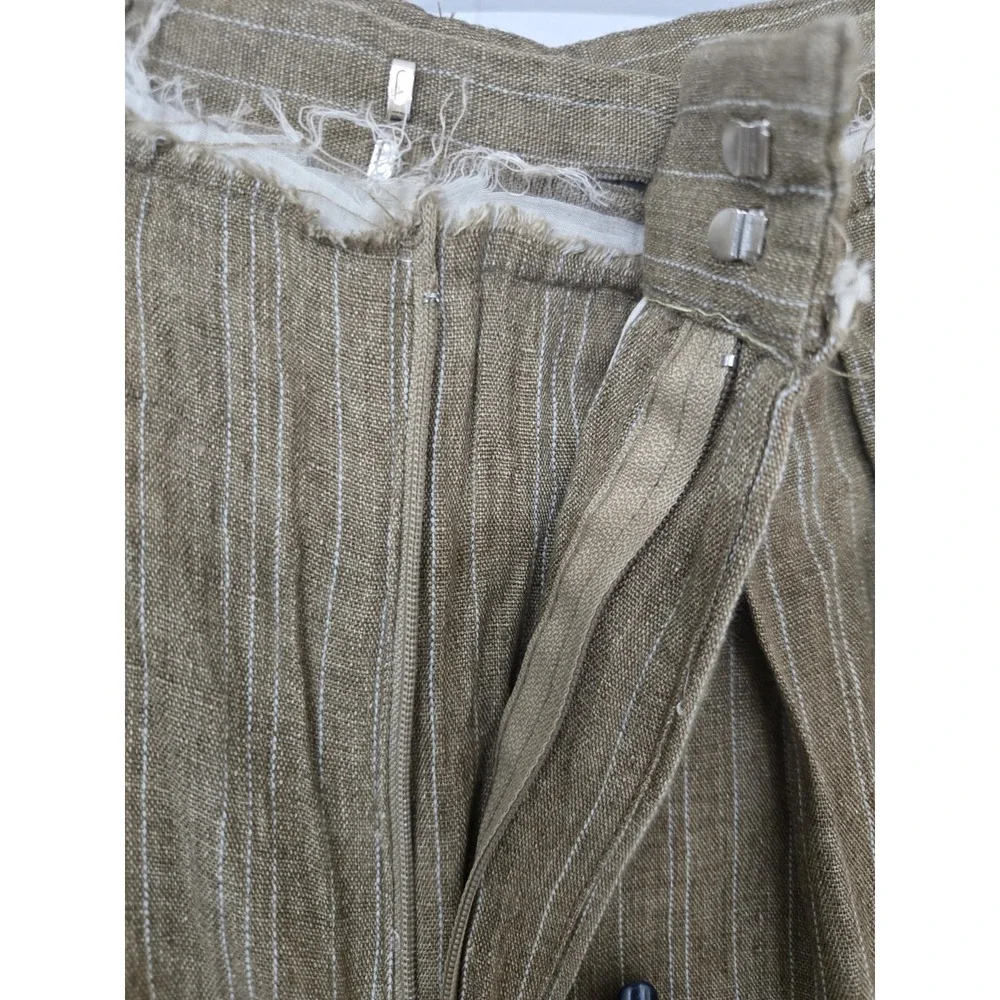 Zara Striped Pleated Linen Trouser Pants Size M EUC